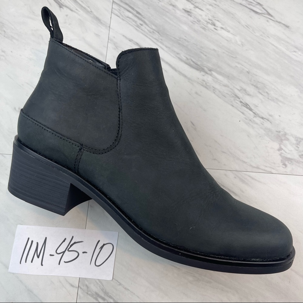 Clarks MEMI ZIP Block Heel Ankle Booties 61654 BLACK LEATHER Shoes Womens 11